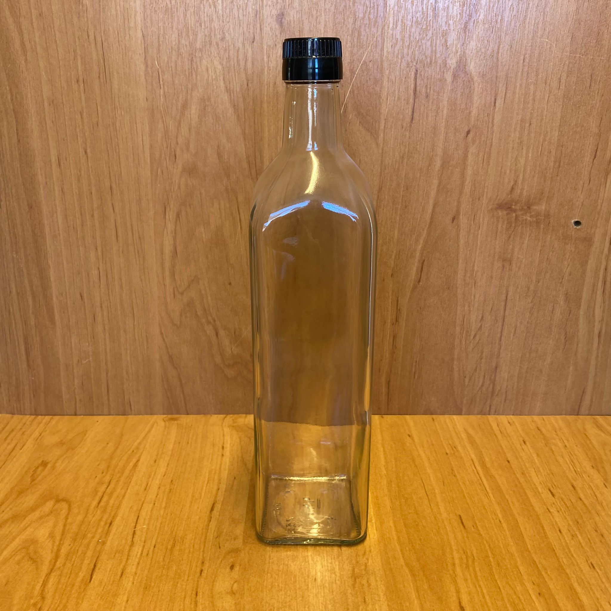 750 Cc Maraska Cam Şişe - Standart Siyah Çakma Kapaklı - 750 Ml Köşeli Cam Şişe - Bastırarak Kapanır