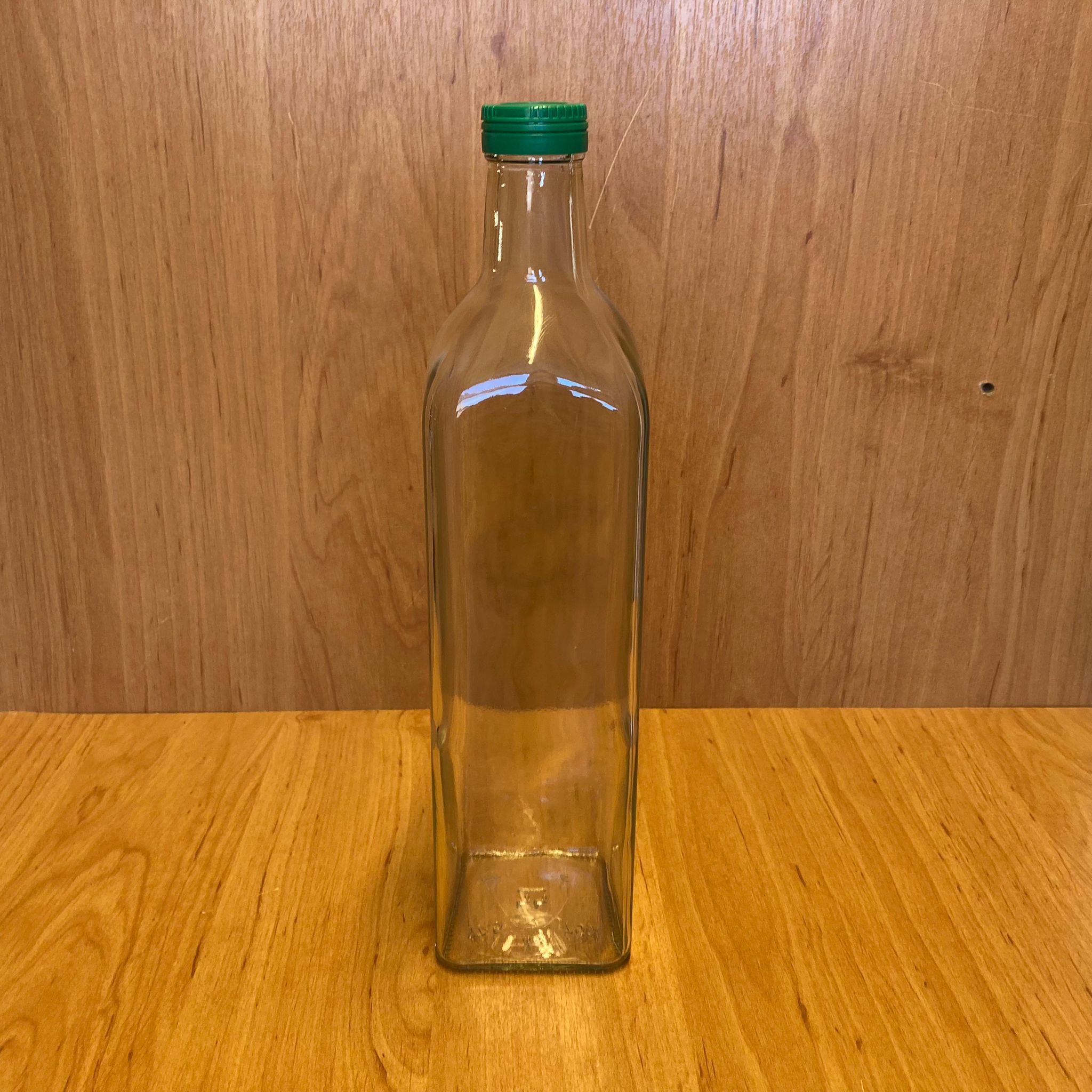 750 Cc Maraska Cam Şişe - Yandan Yırtmaçlı Yeşil Çakma Kapaklı - 750 Ml Köşeli Cam Şişe - Bastırarak Kapanır