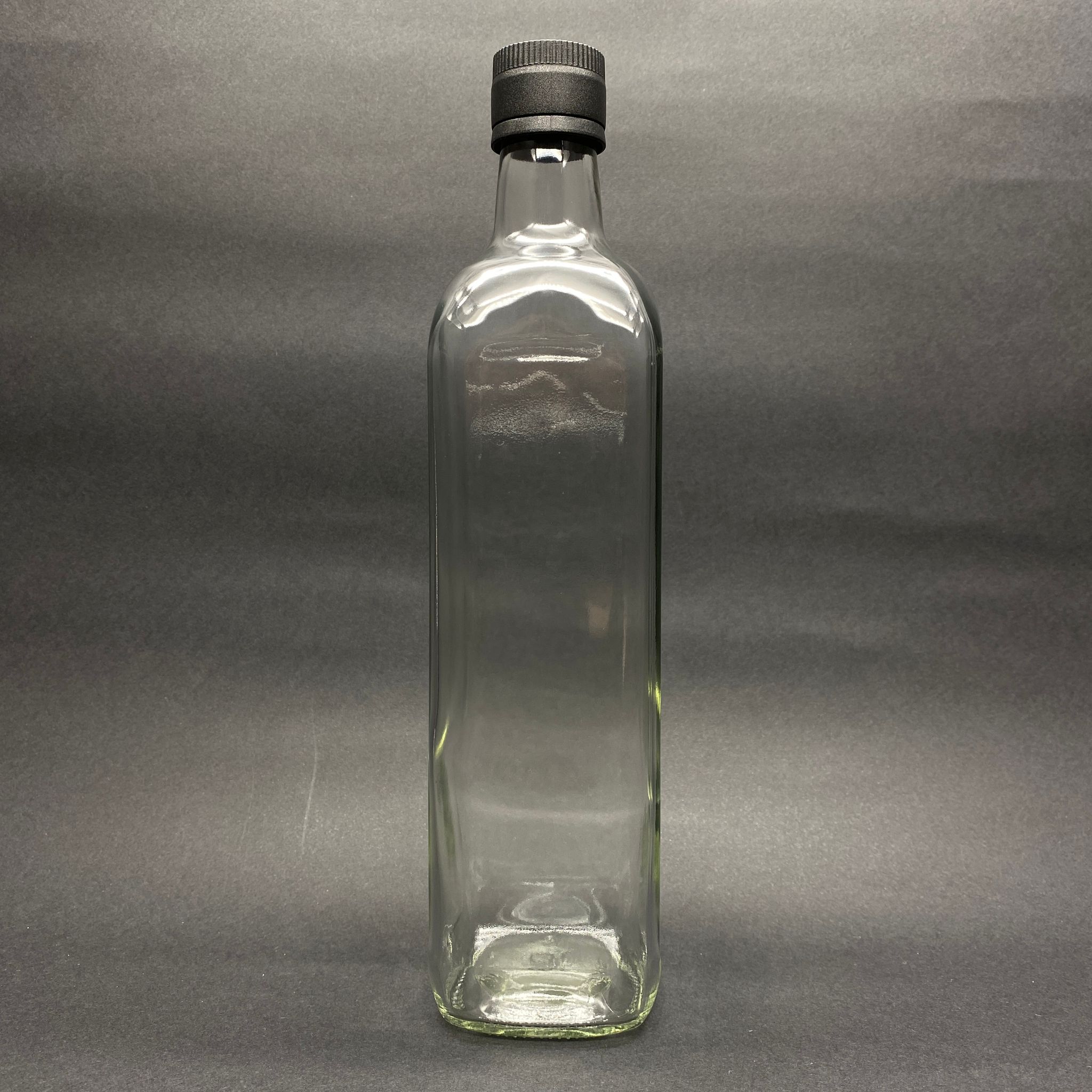 750 Cc Maraska Şeffaf Şişe - Siyah Bilyeli Kilitli Vidalı Kapaklı  - 750 Ml Köşeli Şeffaf Maraska Cam Şişe - Yağ Sirke Şişesi (Sıvıyı Kontrollü Akıtmayı Sağlar)