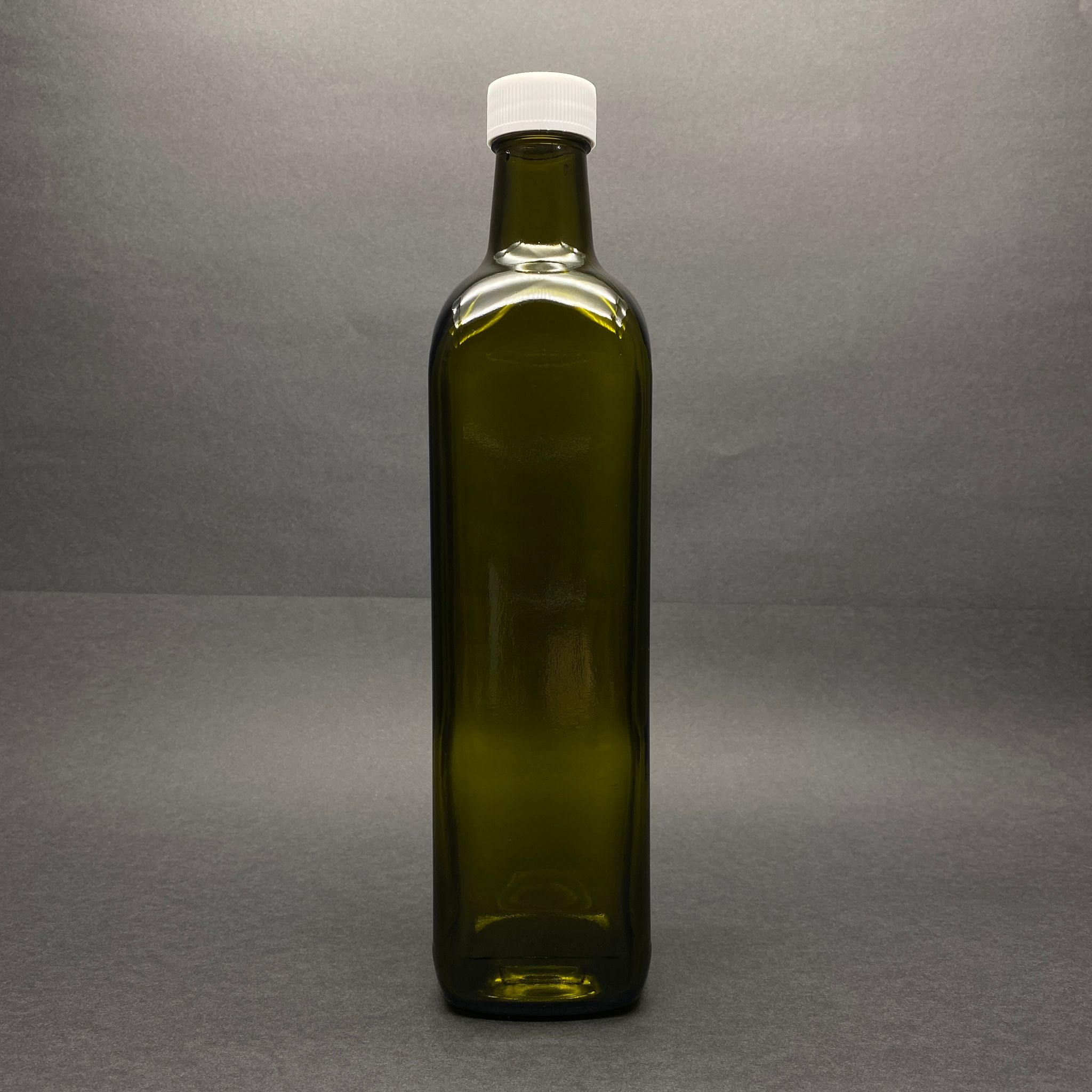750 Cc Yeşil Maraska Cam Şişe - Beyaz Plastik Kapaklı - 750 Ml Köşeli Yağ Şişesi - Sirke Şişesi
