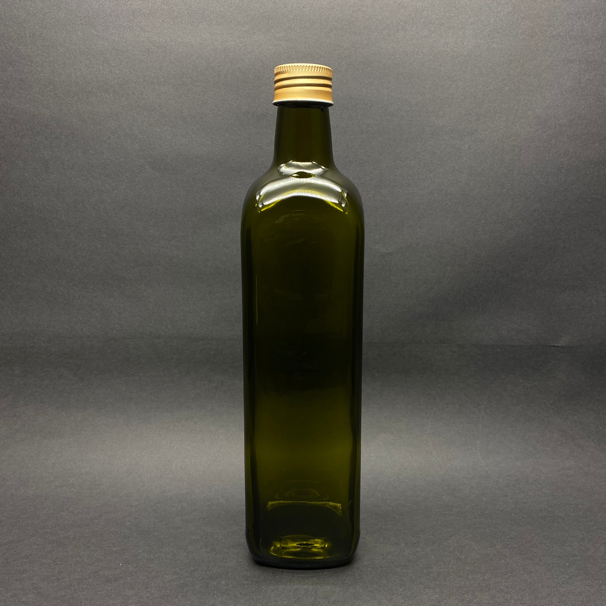750 Cc Yeşil Maraska Cam Şişe - Gold Metal Alüminyum Kapaklı - 750 Ml Köşeli Yağ Şişesi - Sirke Şişesi