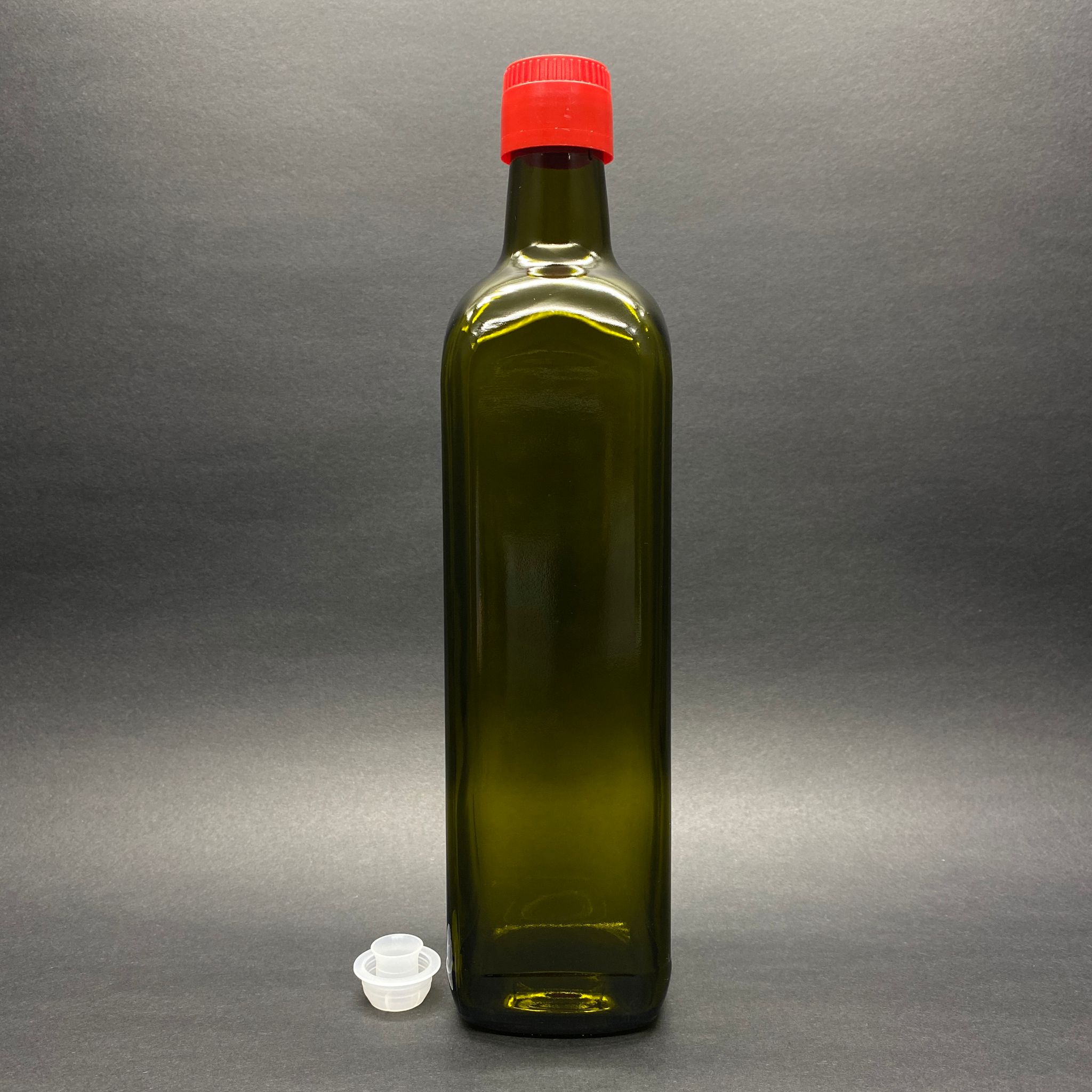750 Cc Yeşil Maraska Cam Şişe - Kırmızı Drop - Stop Kilitli Akıtıcılı Plastik Kapaklı - 750 Ml Köşeli Cam Şişe - 0.75 Litre