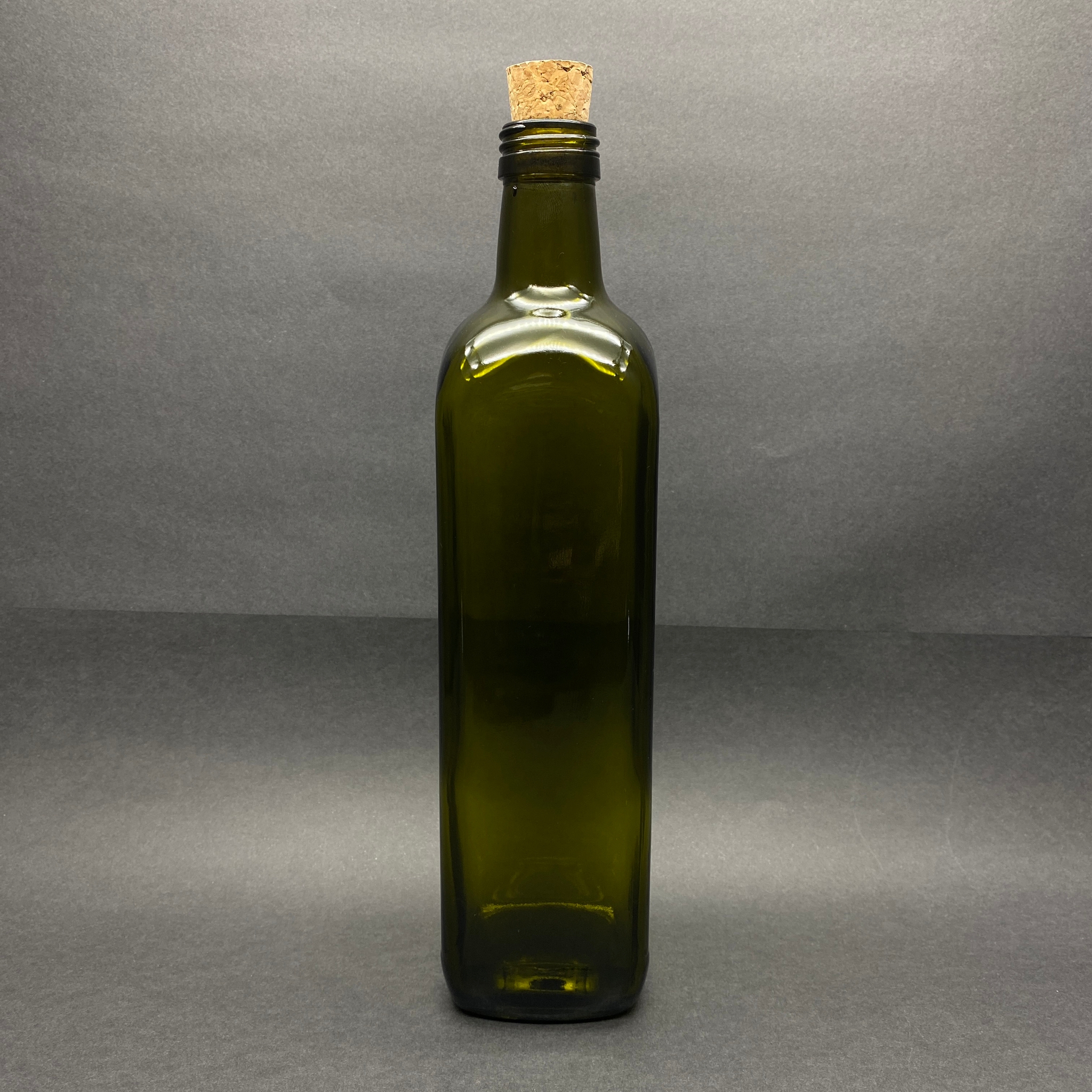 750 Cc Yeşil Maraska Cam Şişe - Mantar Tıpalı - 750 Ml Köşeli Yağ Şişesi - Sirke Şişesi
