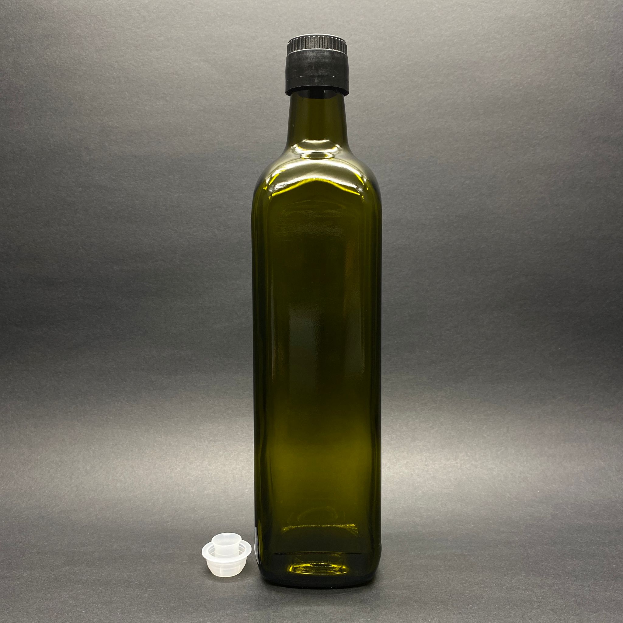 750 Cc Yeşil Maraska Cam Şişe - Siyah Drop - Stop Kilitli Akıtıcılı Plastik Kapaklı - 750 Ml Köşeli Cam Şişe - 0.75 Litre