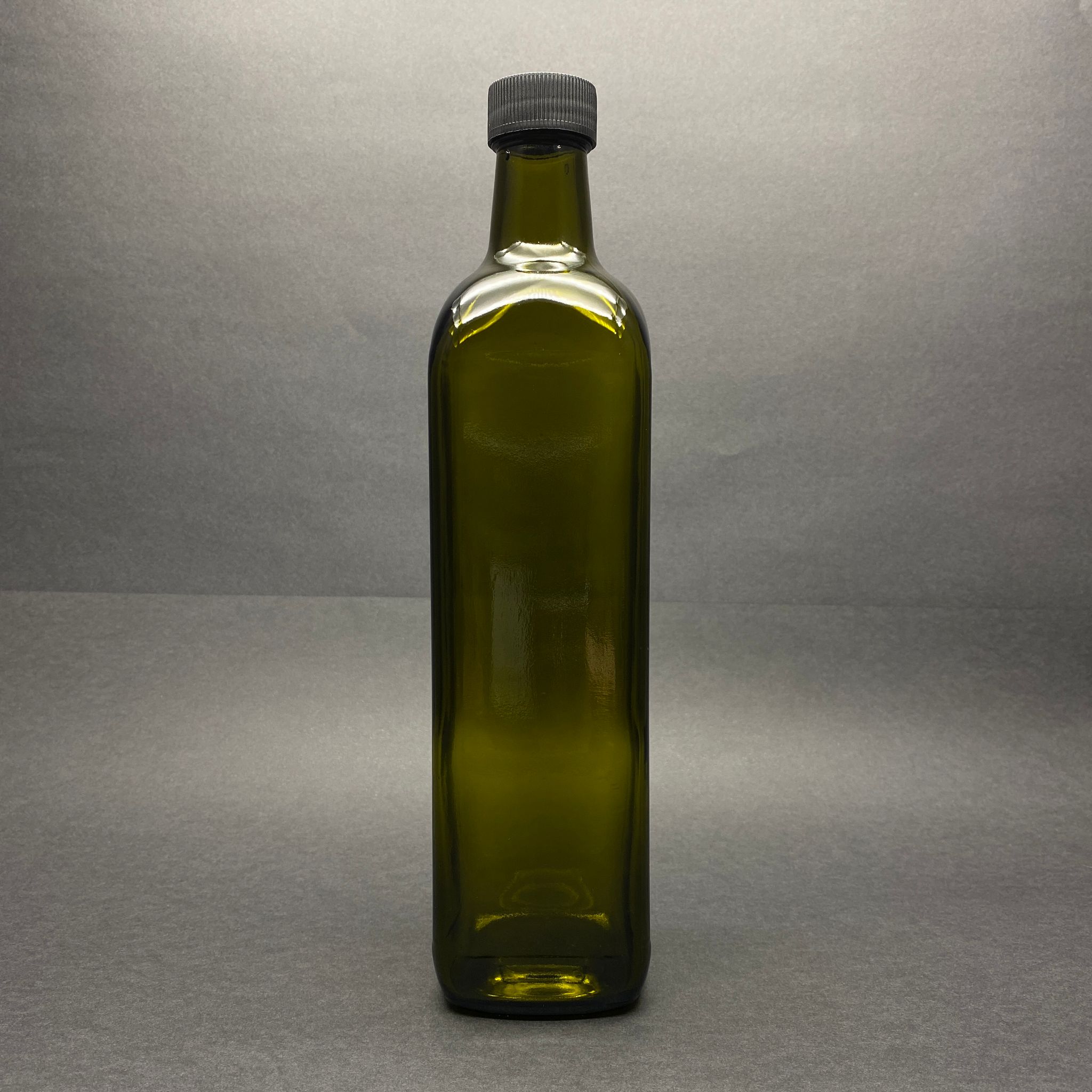 750 Cc Yeşil Maraska Cam Şişe - Siyah Plastik Kapaklı - 750 Ml Köşeli Yağ Şişesi - Sirke Şişesi