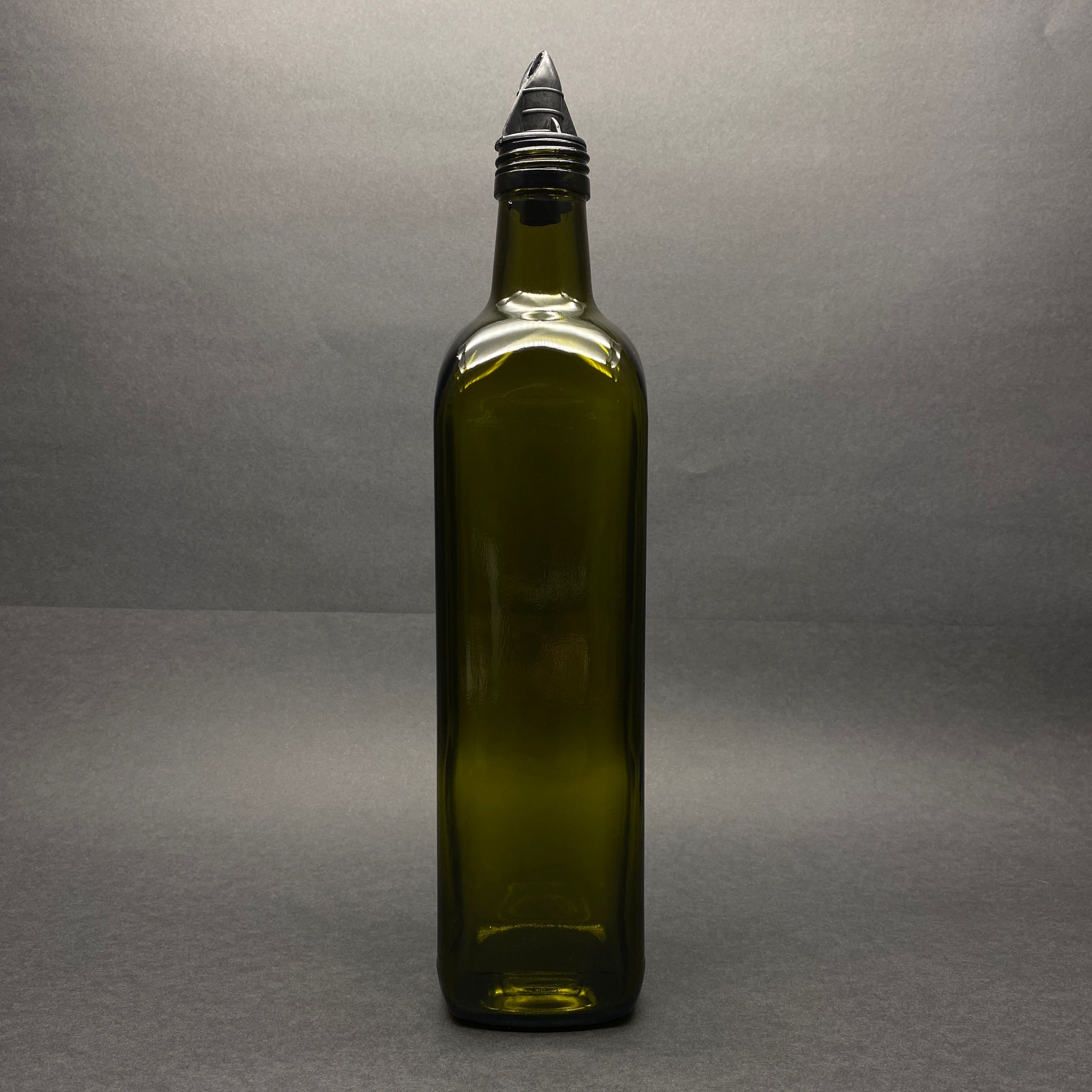 750 Cc Yeşil Maraska Cam Şişe - Siyah Yağdanlık Tıpalı - 750 Ml Köşeli Yağlık Şişesi