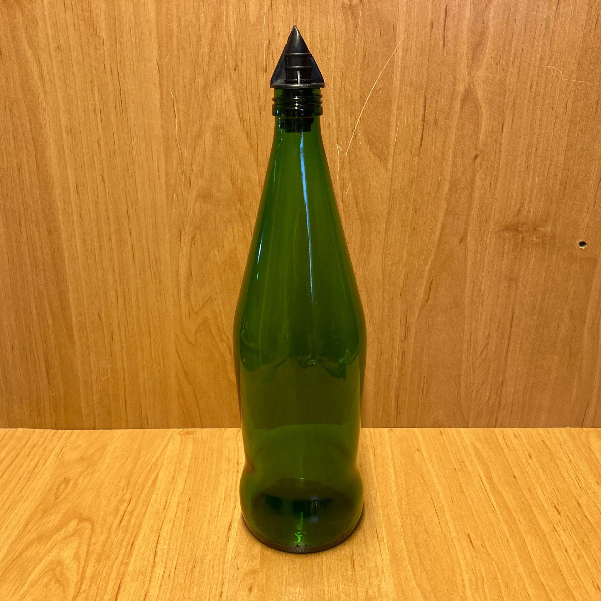 750 Cc Yeşil Yağdanlık Şişesi - 750 Ml Cam Yağlık Sirkelik Şişe - Siyah Akıtıcılı