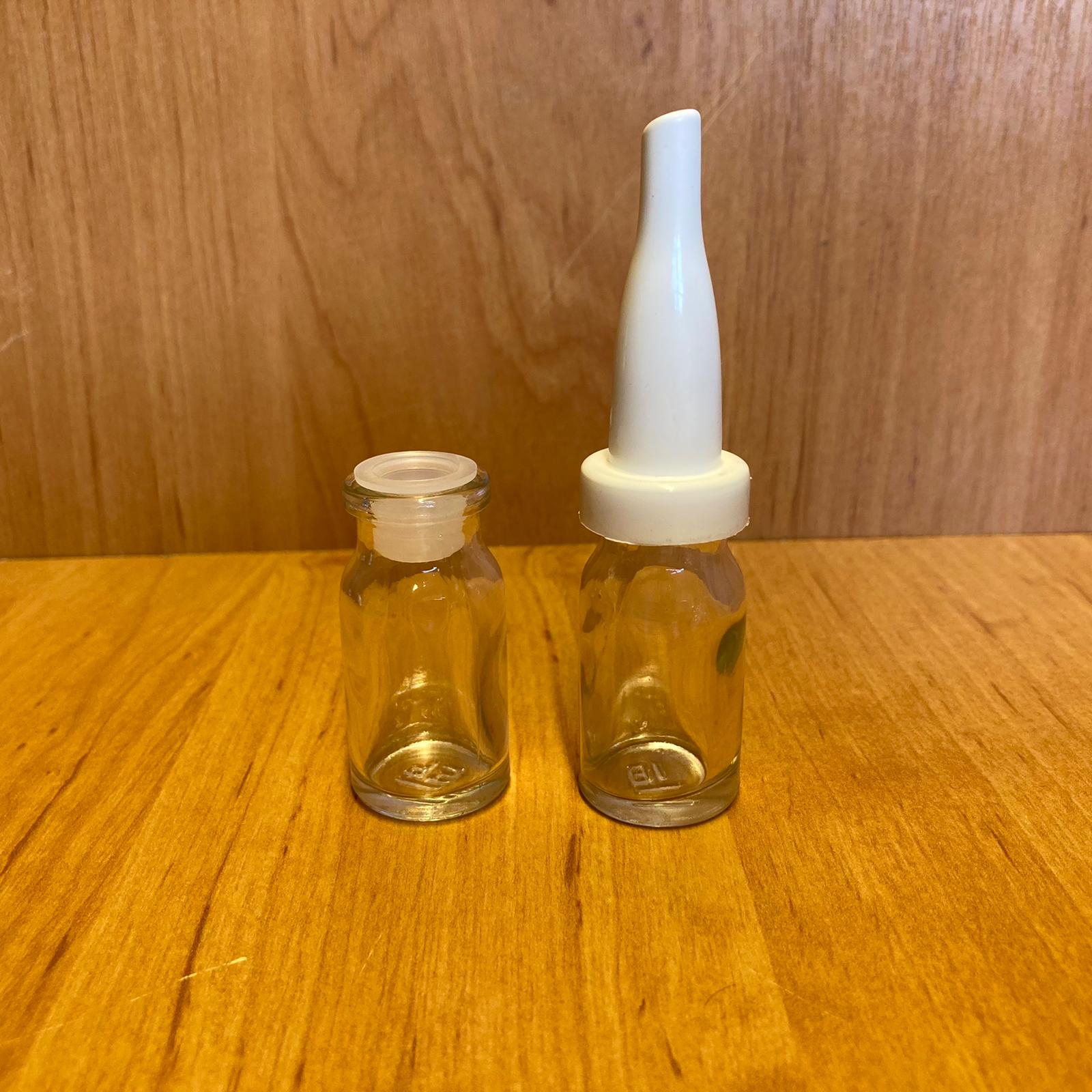 8 Cc Flakon Penisilin Şişesi - Beyaz Üstten Damlalıklı - Plastik Tıpalı - 8 Ml Damlalıklı Cam Şişe