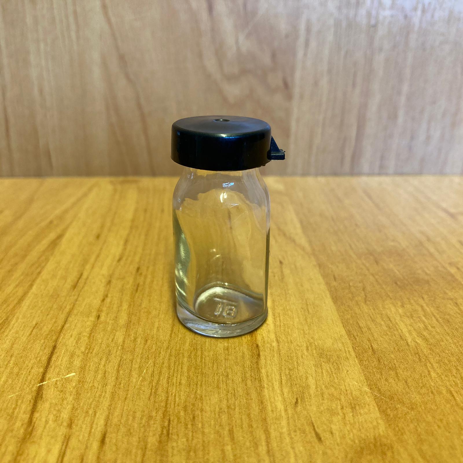 8 Cc Flakon Penisilin Şişesi - Siyah Kapaklı - 8 Ml Kapaklı Cam Şişe - Sızdırmaz - Elle Kapanır