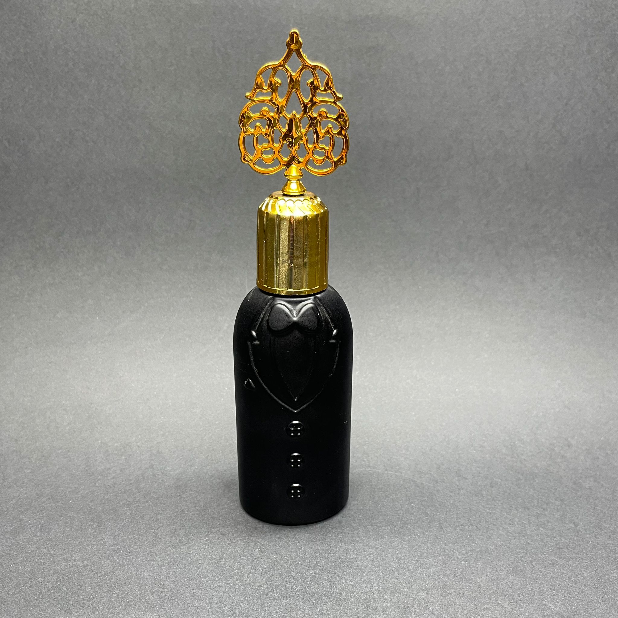 80 Cc Cam Kolonya Şişesi -  Damat Şişe - Gold Osmanlı Kapaklı + Plastik Tıpalı - Mat Siyah