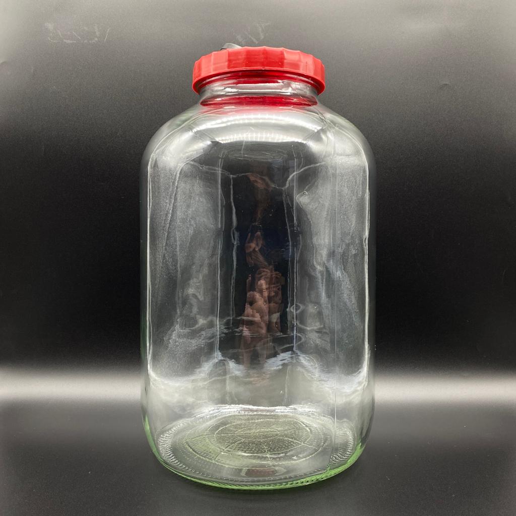 8000 Cc Cam Kavanoz - Kırmızı Plastik Kapaklı - 8 Litre Cam Kavanoz