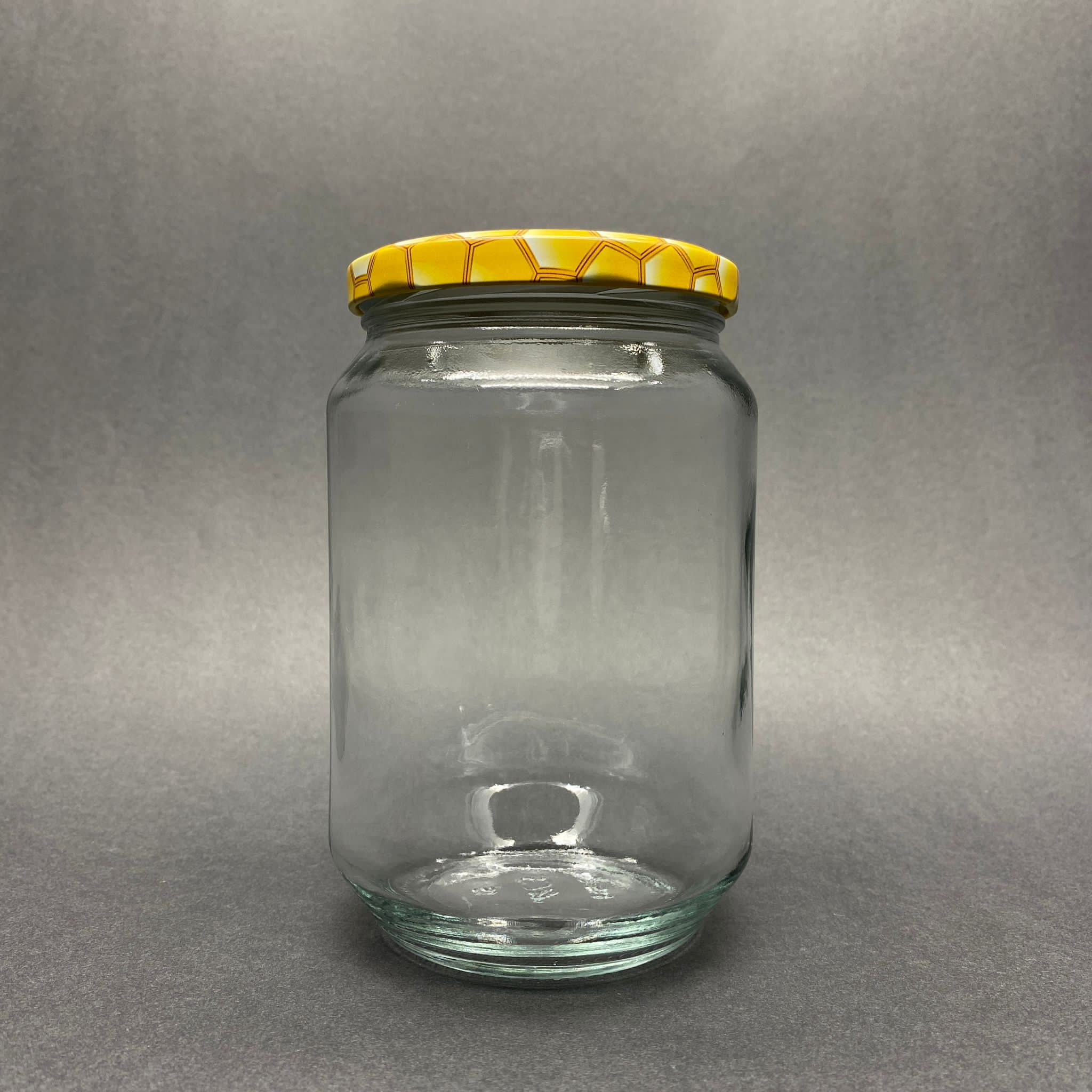 815 Cc Cam Kavanoz - Petek/Bal Desenli Metal Kapaklı - 815 Ml Cam Kavonoz