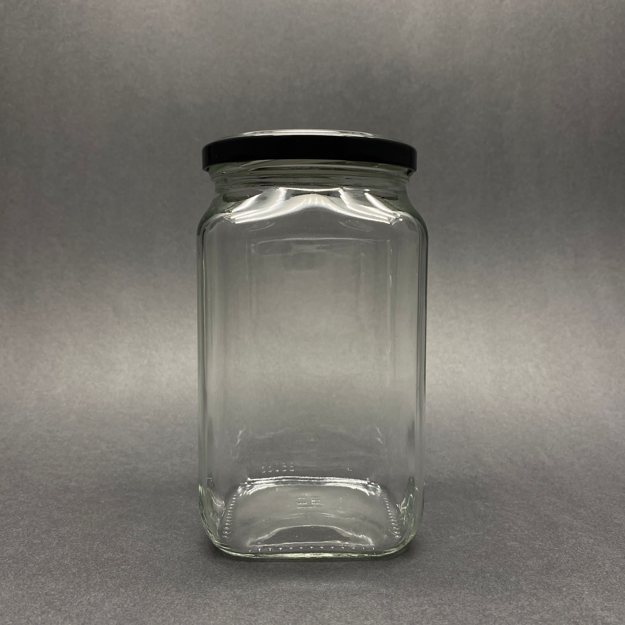 850 Cc Kare Cam Kavanoz - Siyah Metal Kapaklı - 850 Ml Köşeli Cam Kavanoz