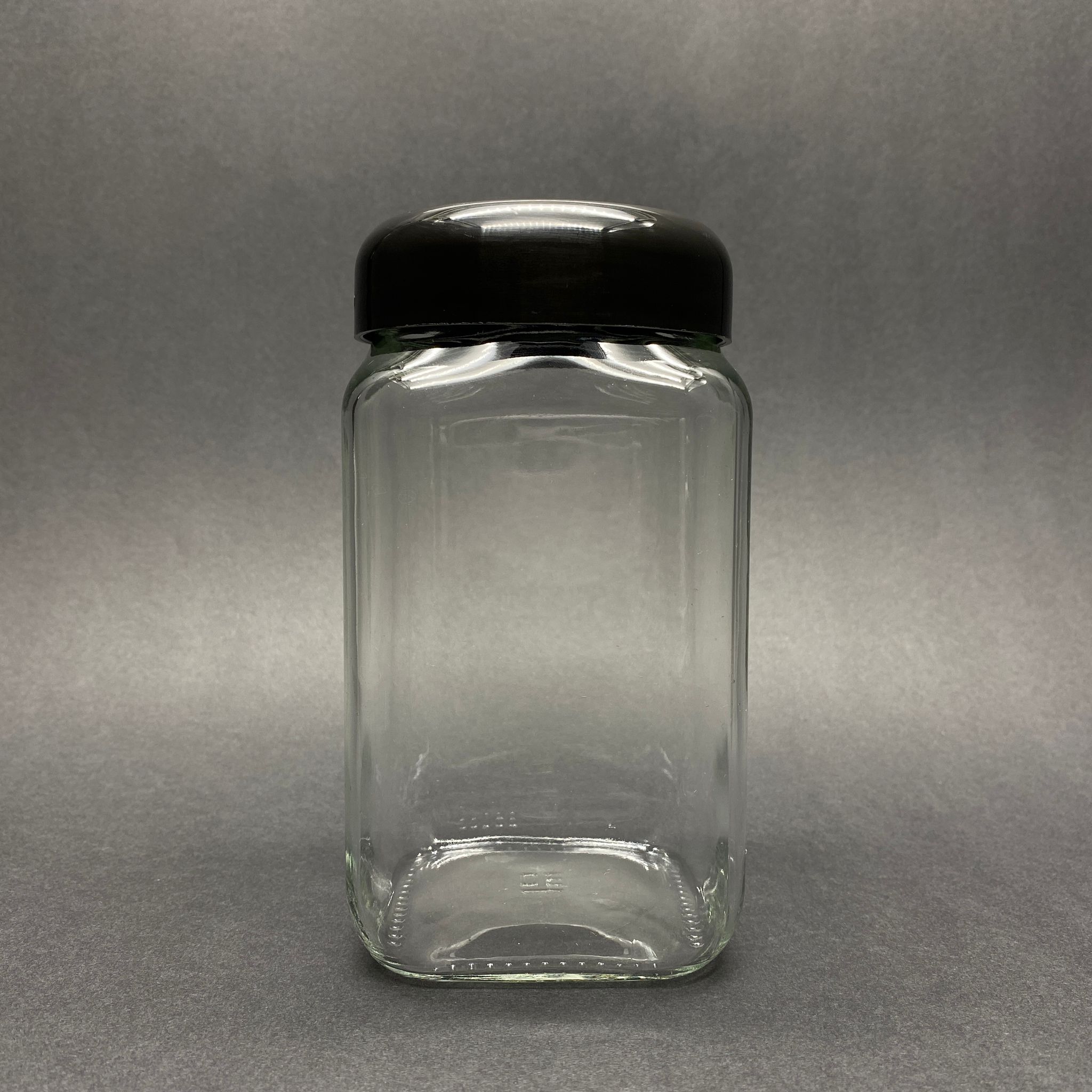 850 Cc Kare Cam Kavanoz - Siyah Plastik Kapaklı - 850 Ml Köşeli Cam Kavanoz
