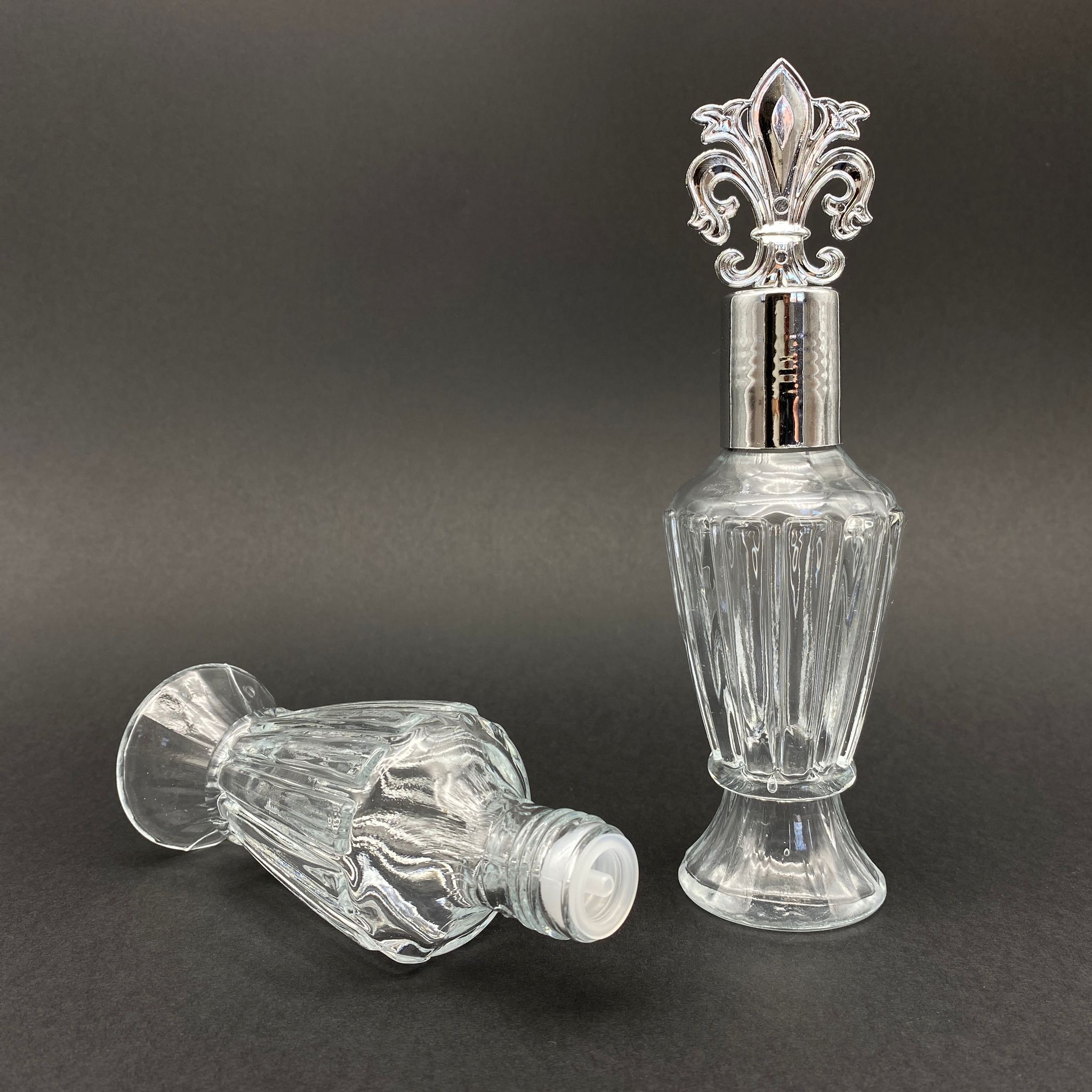 90 Cc Hürrem Vazo Şişe - Gümüş Osmanlı Kapaklı - Kolonya Tıpalı - 90 Ml Hürrem Vazo Model Cam Kolonya Şişesi