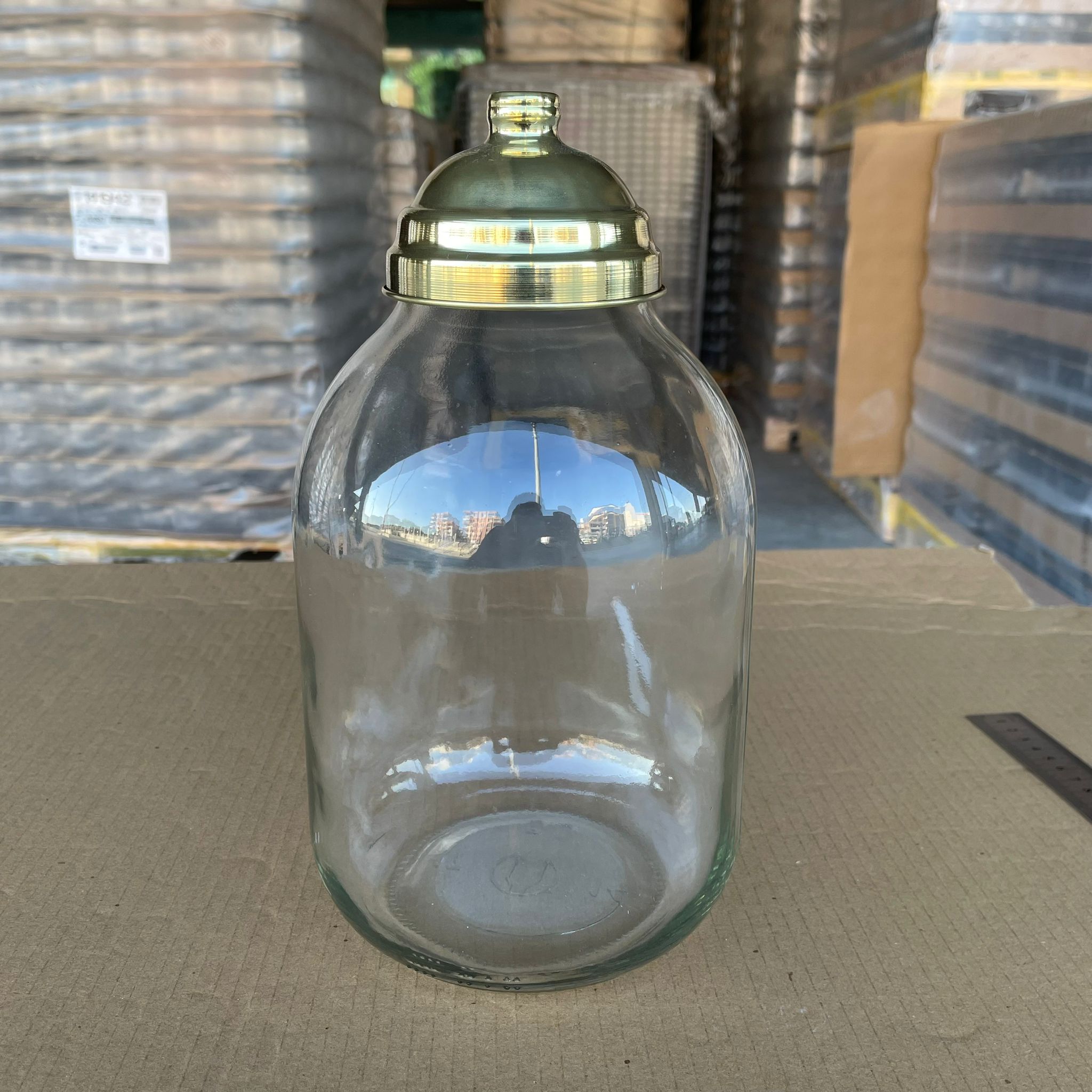 Aktar, Bakkaliye, Teşhir İçin Nostalji Dar Pirinç Kapaklı Cam Kavanoz - 3000 Ml