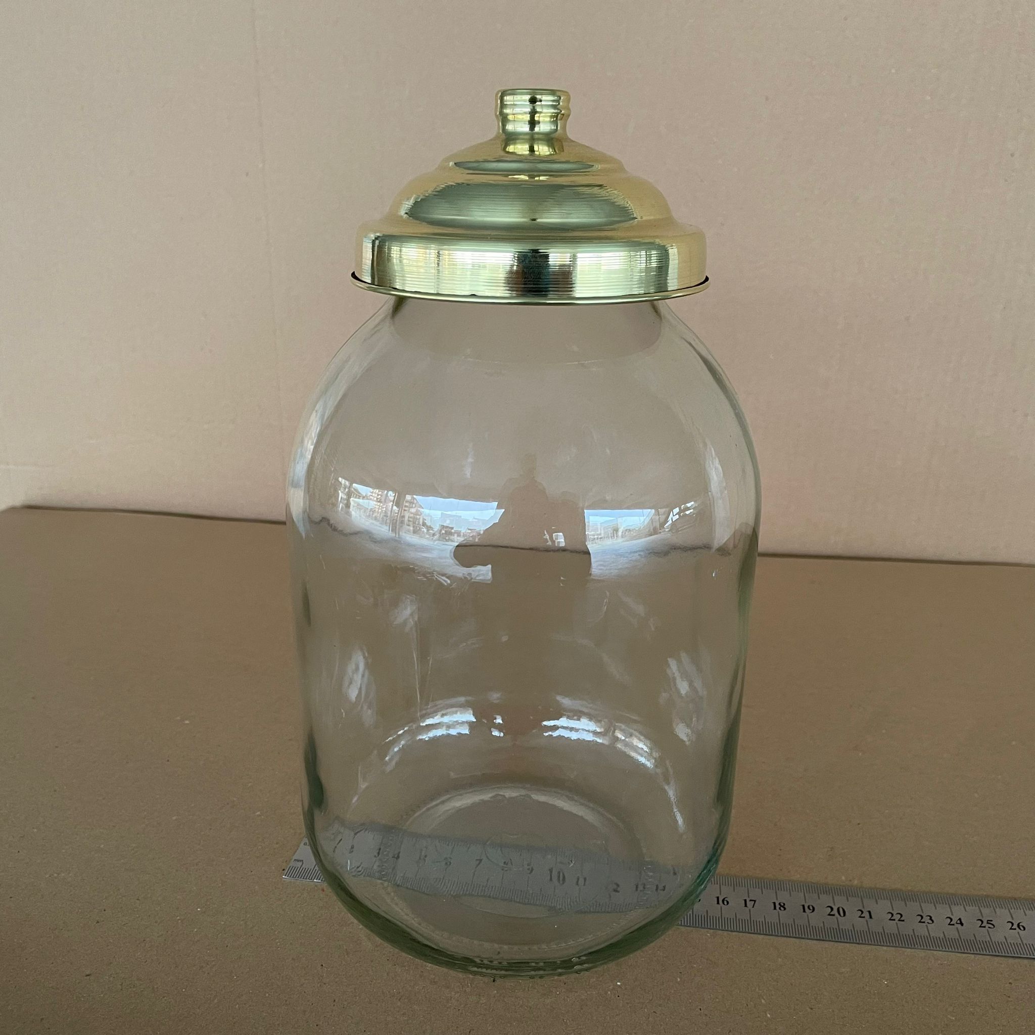 Aktar, Bakkaliye, Teşhir İçin Nostalji Pirinç Kapaklı (Altı Ahşap Mantar Tıpa Kapak) Cam Kavanoz - 3000 Ml