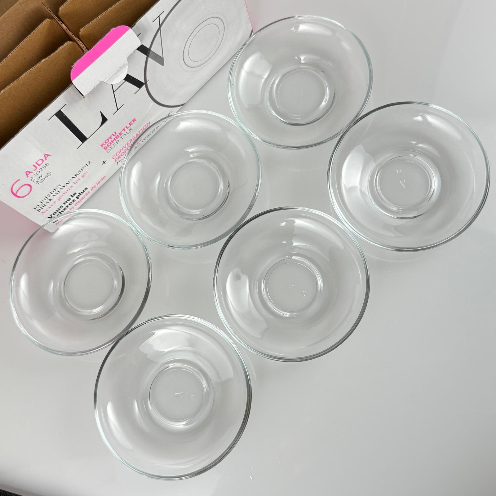 Cam Çay Tabak - Lav Ajd268F Kodlu Çay Tabağı - 6 Lı Paket (Ajda Bardak İçin) - Büyük Çay Bardakları İçin Büyük Çay Tabak
