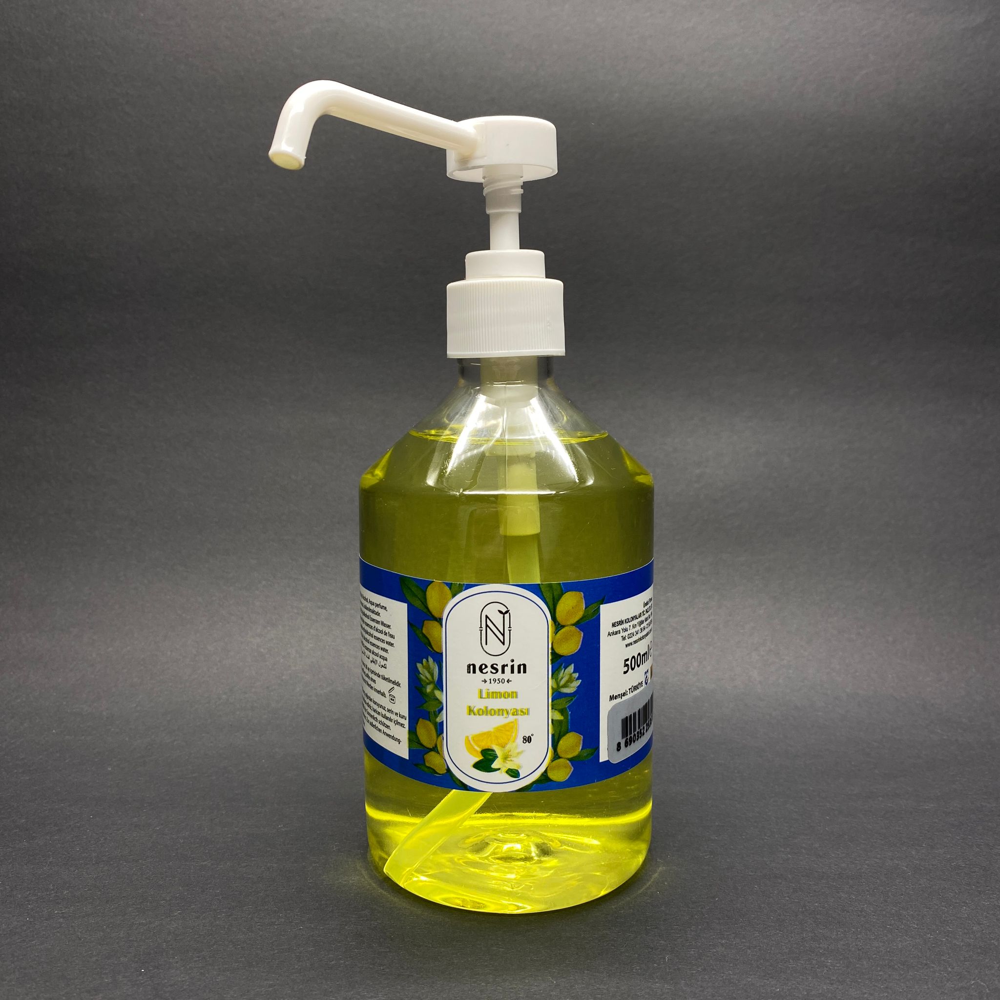 Dozajlı Kolonya - 0,5 Lt - Sprey Püskürtmeli Pompalı Limon Kolonyası