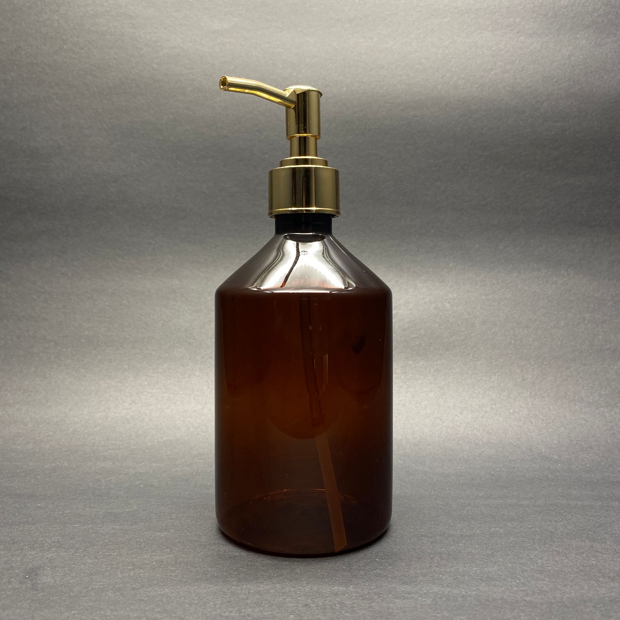Gold Pompalı Sıvı Sabun Şişesi - 500 Ml Pompalı Amber Plastik Şişe