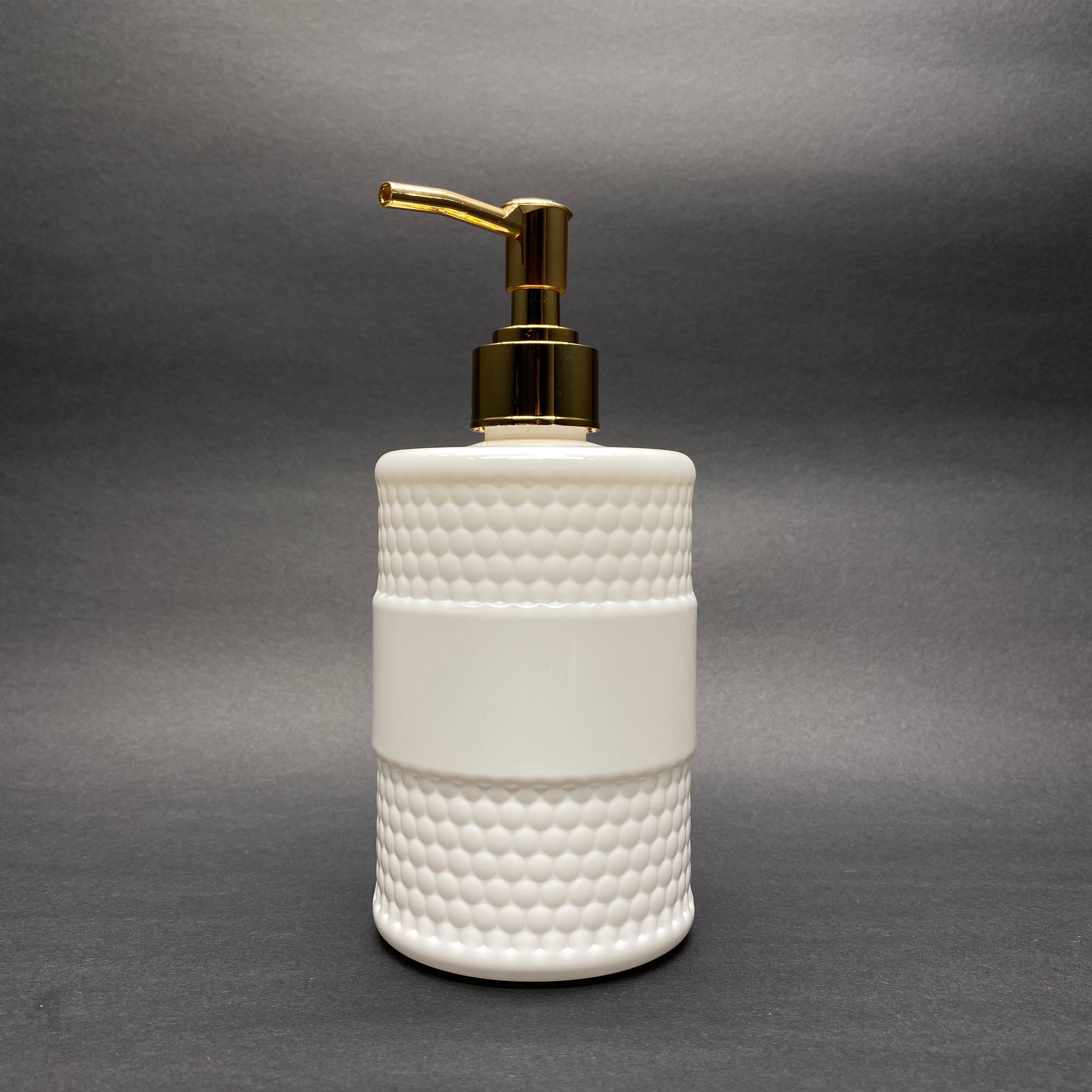 Gold Pompalı Sıvı Sabun Şişesi - 500 Ml Pompalı Beyaz Desenli Plastik Şişe