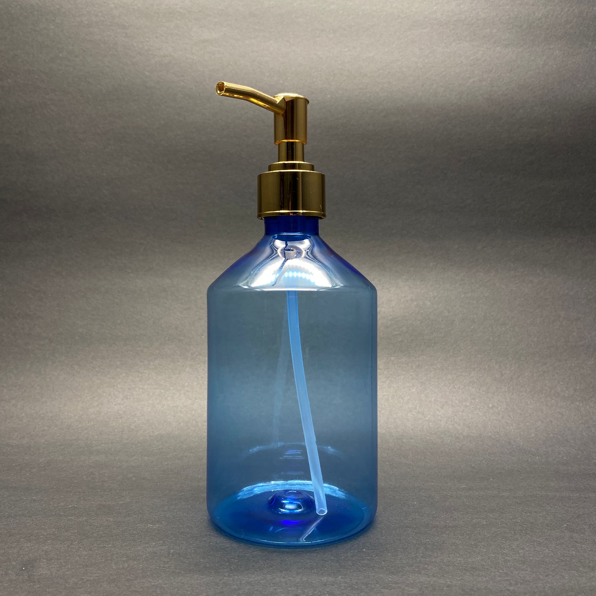 Gold Pompalı Sıvı Sabun Şişesi - 500 Ml Pompalı Mavi Küt Plastik Şişe