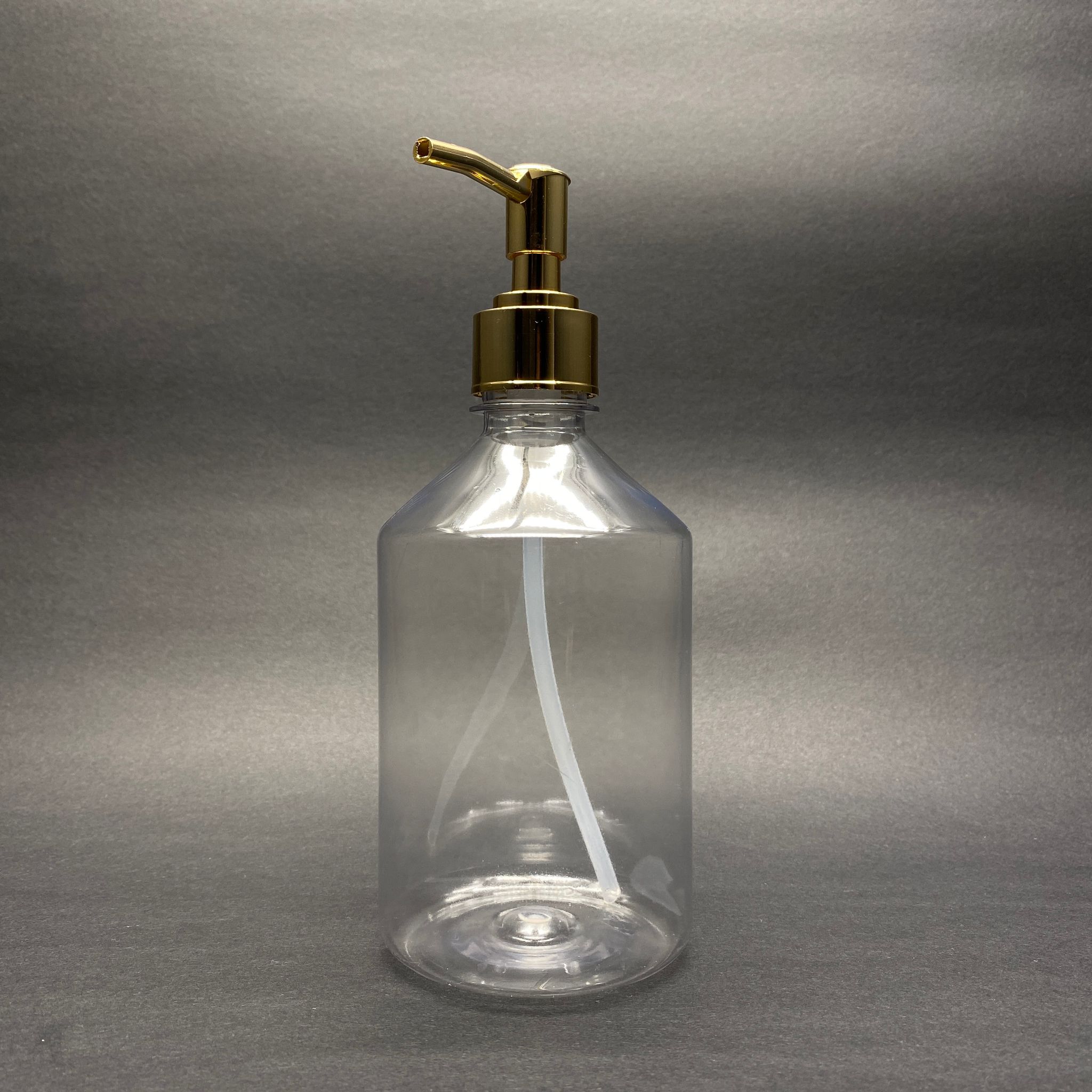 Gold Pompalı Sıvı Sabun Şişesi - 500 Ml Pompalı Şeffaf Küt Plastik Şişe