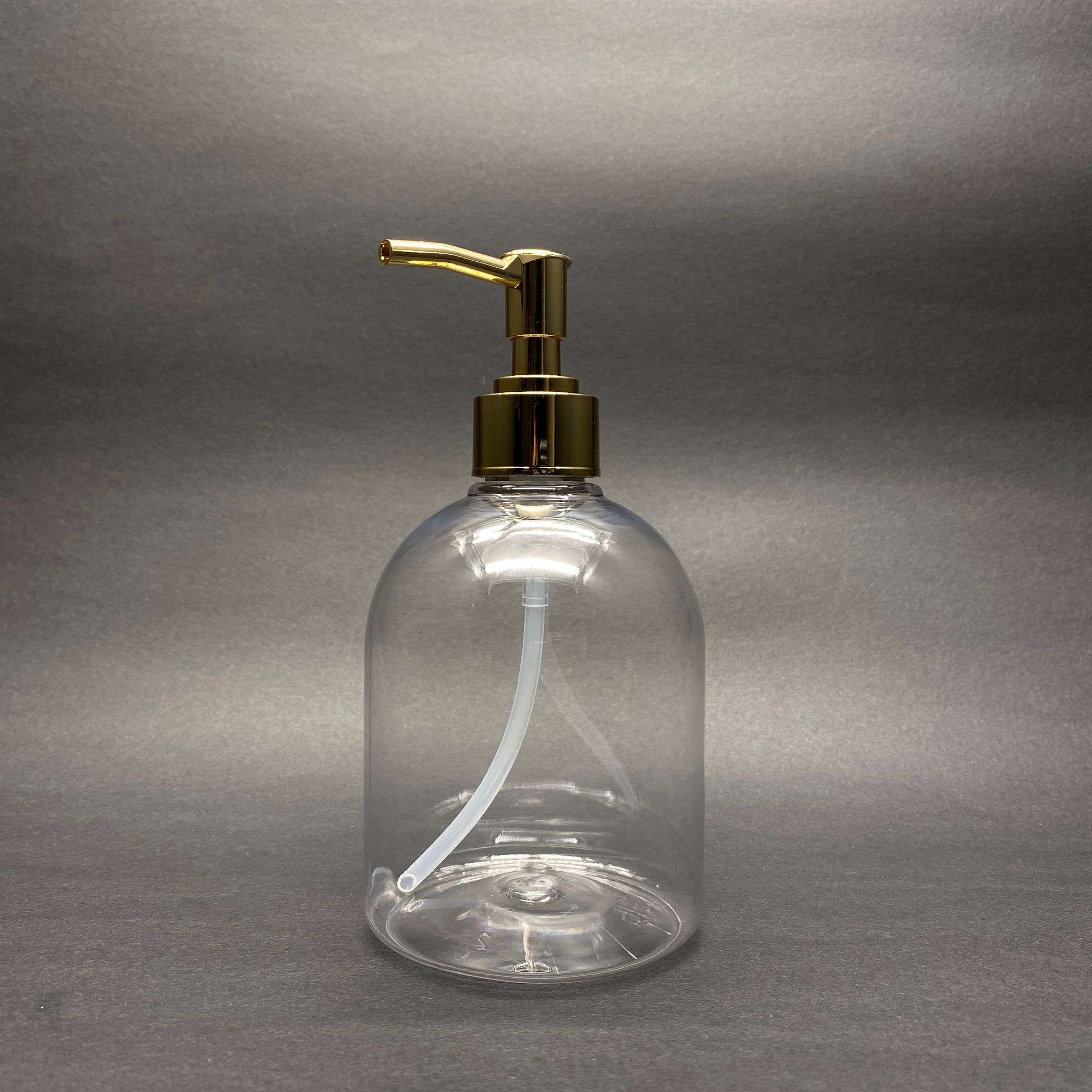 Gold Pompalı Sıvı Sabun Şişesi - 500 Ml Pompalı Şeffaf Tombul Plastik Şişe