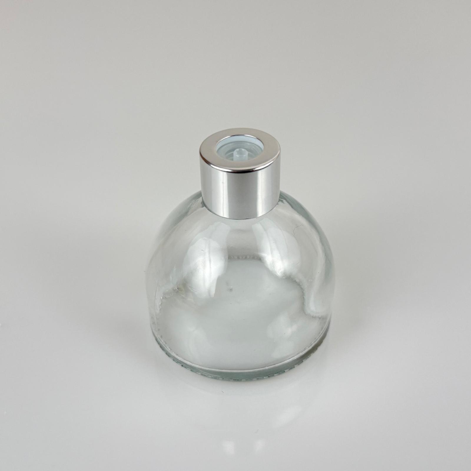 Kubbe Model Cam Kolonya Şişesi + Metal Gümüş Kapak + Tıpa - 50 Ml - Hediyelik Kolonya Şişeleri
