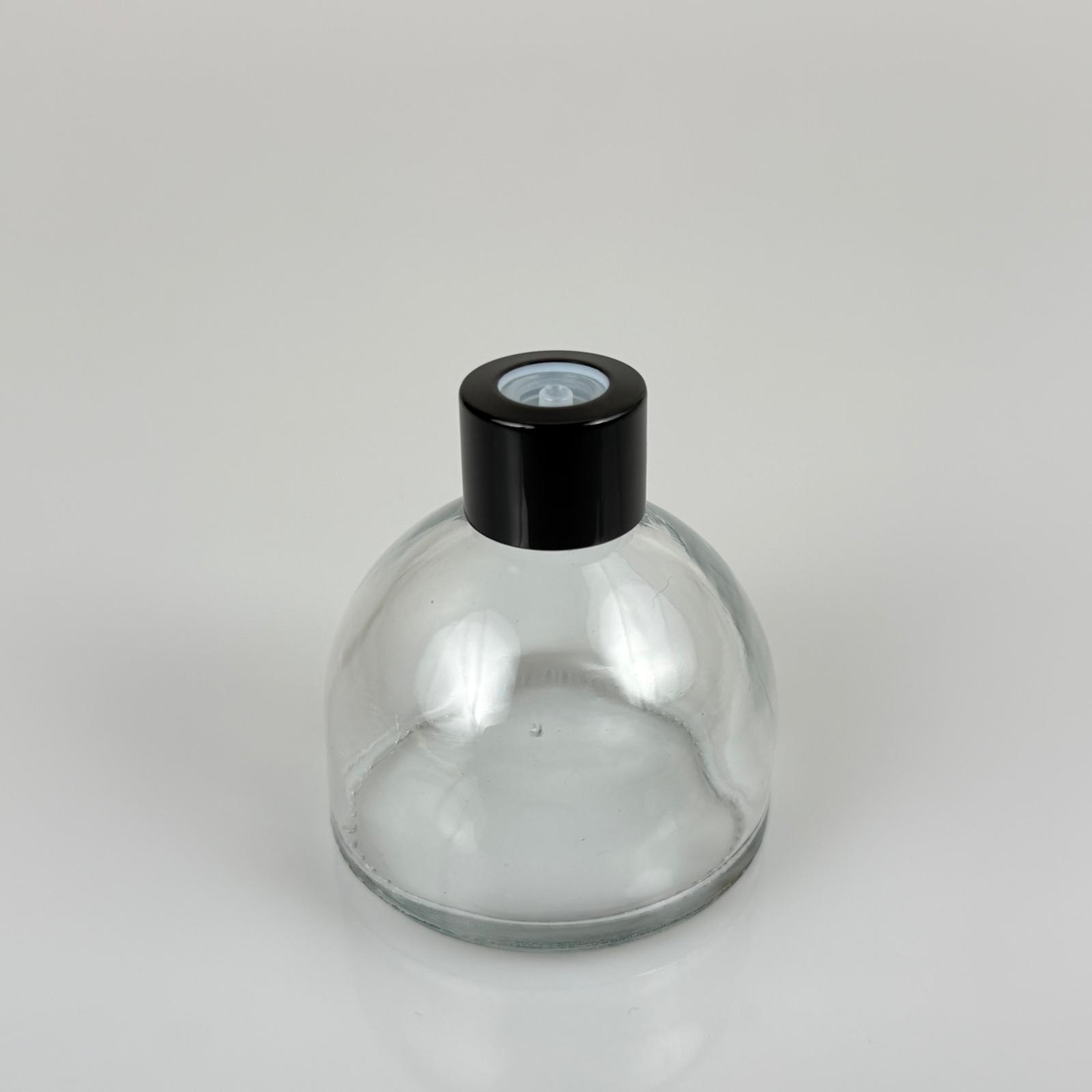 Kubbe Model Cam Kolonya Şişesi + Metal Siyah Kapak + Tıpa - 50 Ml - Hediyelik Kolonya Şişeleri