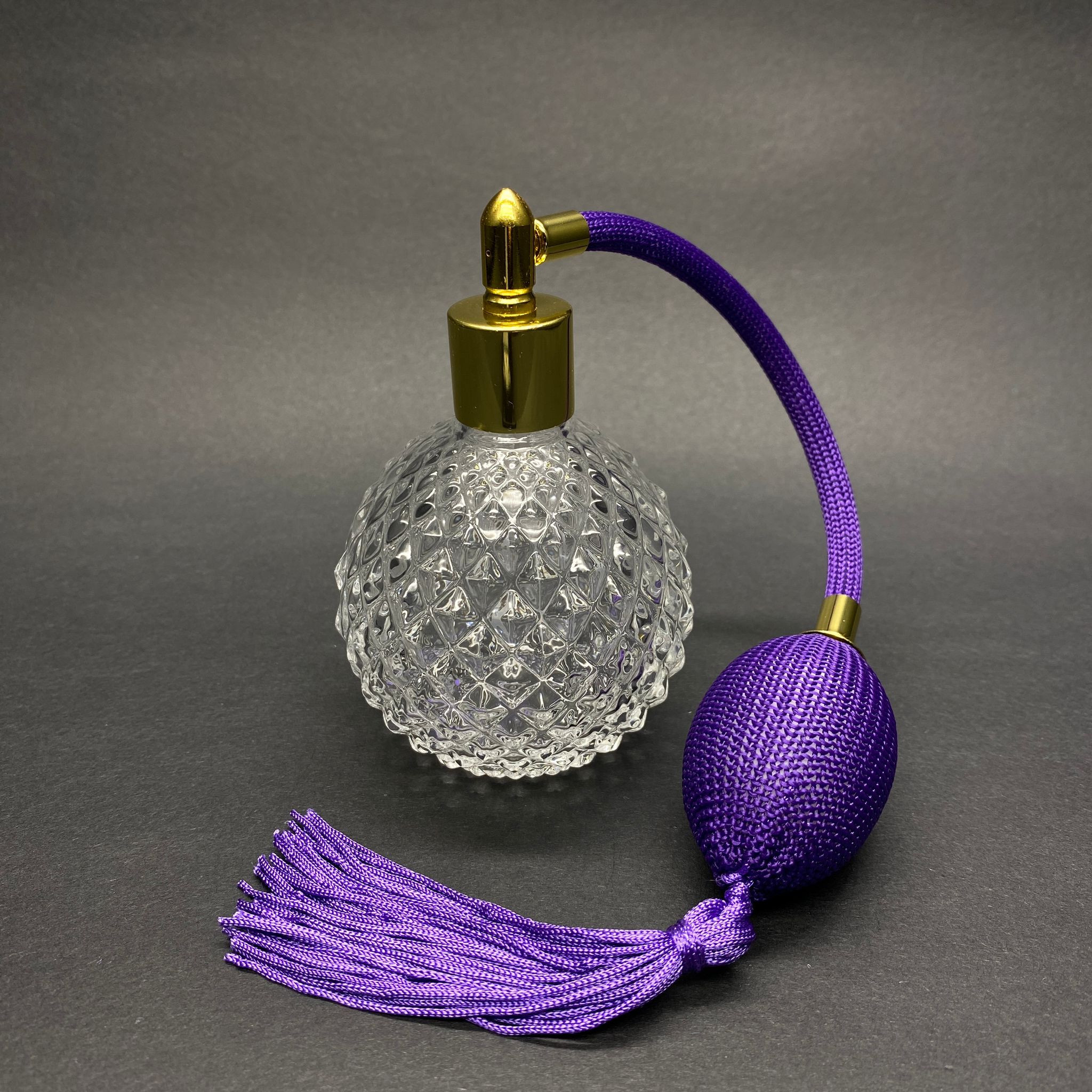 Lux Nostalji Parfüm Şişesi - Tekrar Doldurulabilir - 100 Ml Vintage Retro Luxury Mor Pompalı Hortumlu Kolonya , Parfüm Şişesi