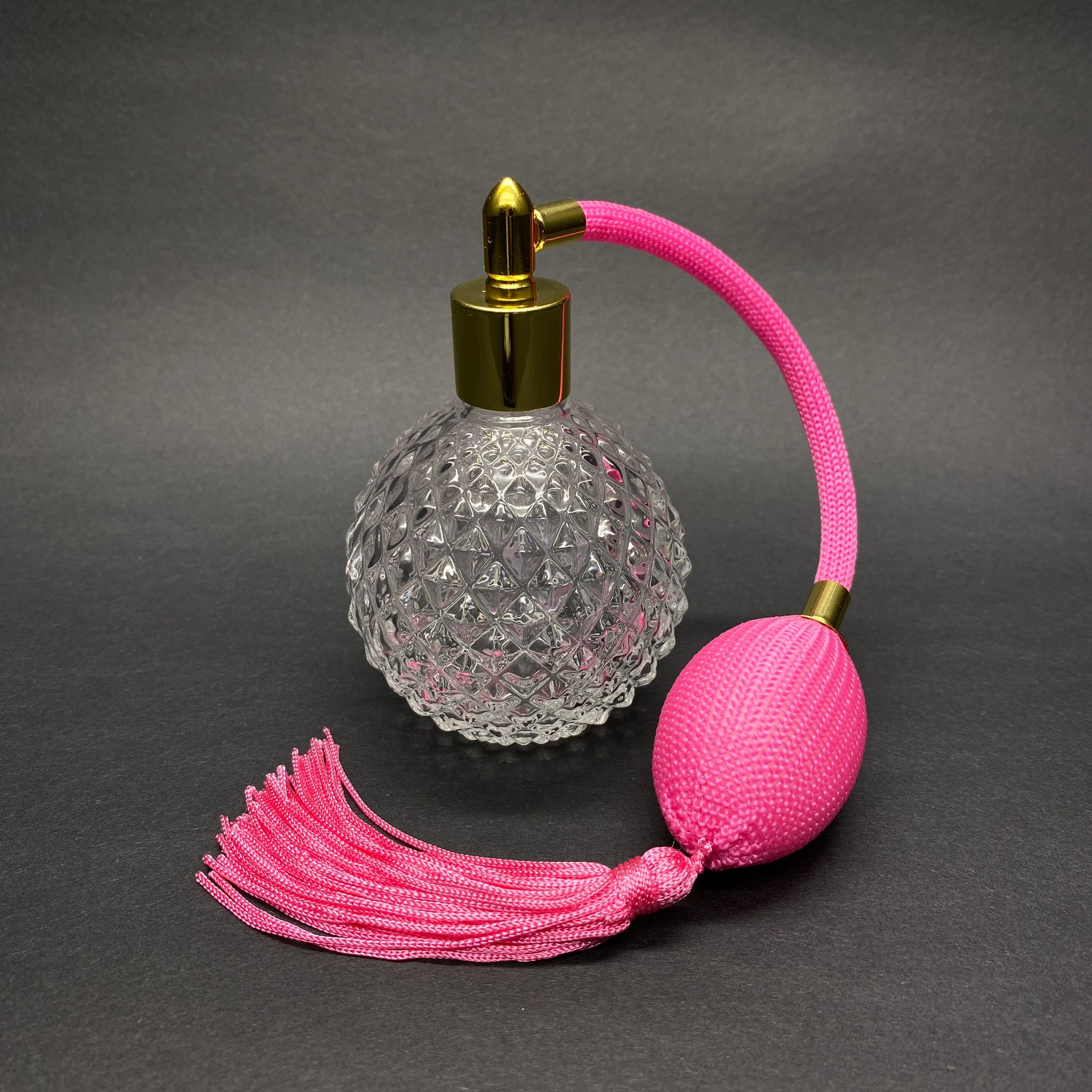 Lux Nostalji Parfüm Şişesi - Tekrar Doldurulabilir - 100 Ml Vintage Retro Luxury Pembe Pompalı Hortumlu Kolonya , Parfüm Şişesi