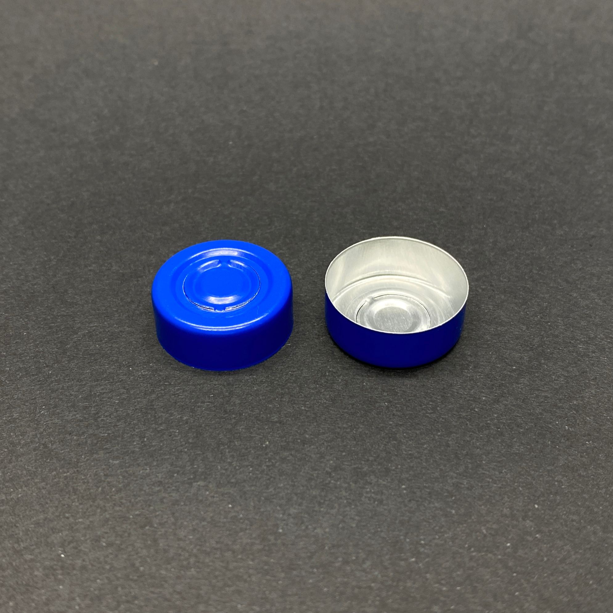 Penisilin Alüminyum Flakon Kapak Mavi -  20 Mm Düz Renkli Flip-Off Farmasötük Kapak - Full Metal