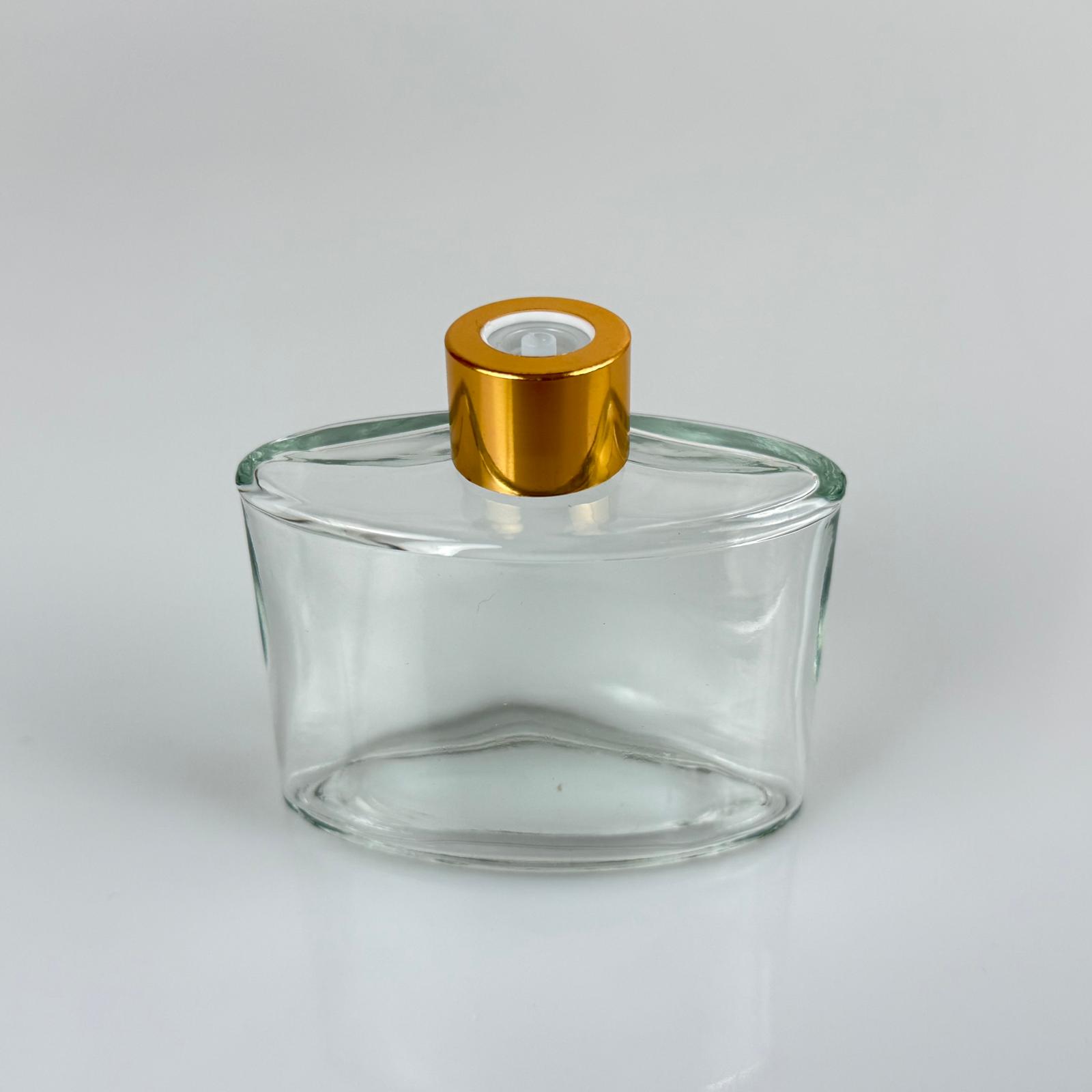 Yassı Model Cam Kolonya Şişesi + Metal Gold Kapak + Tıpa - 50 Ml - Hediyelik Kolonya Şişeleri